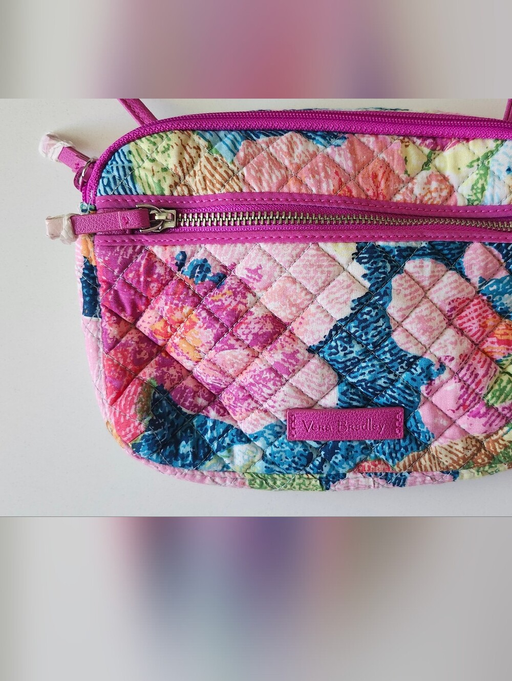 Vera Bradley Teal And Pink Floral Quilted Bag - Picture 3 of 7